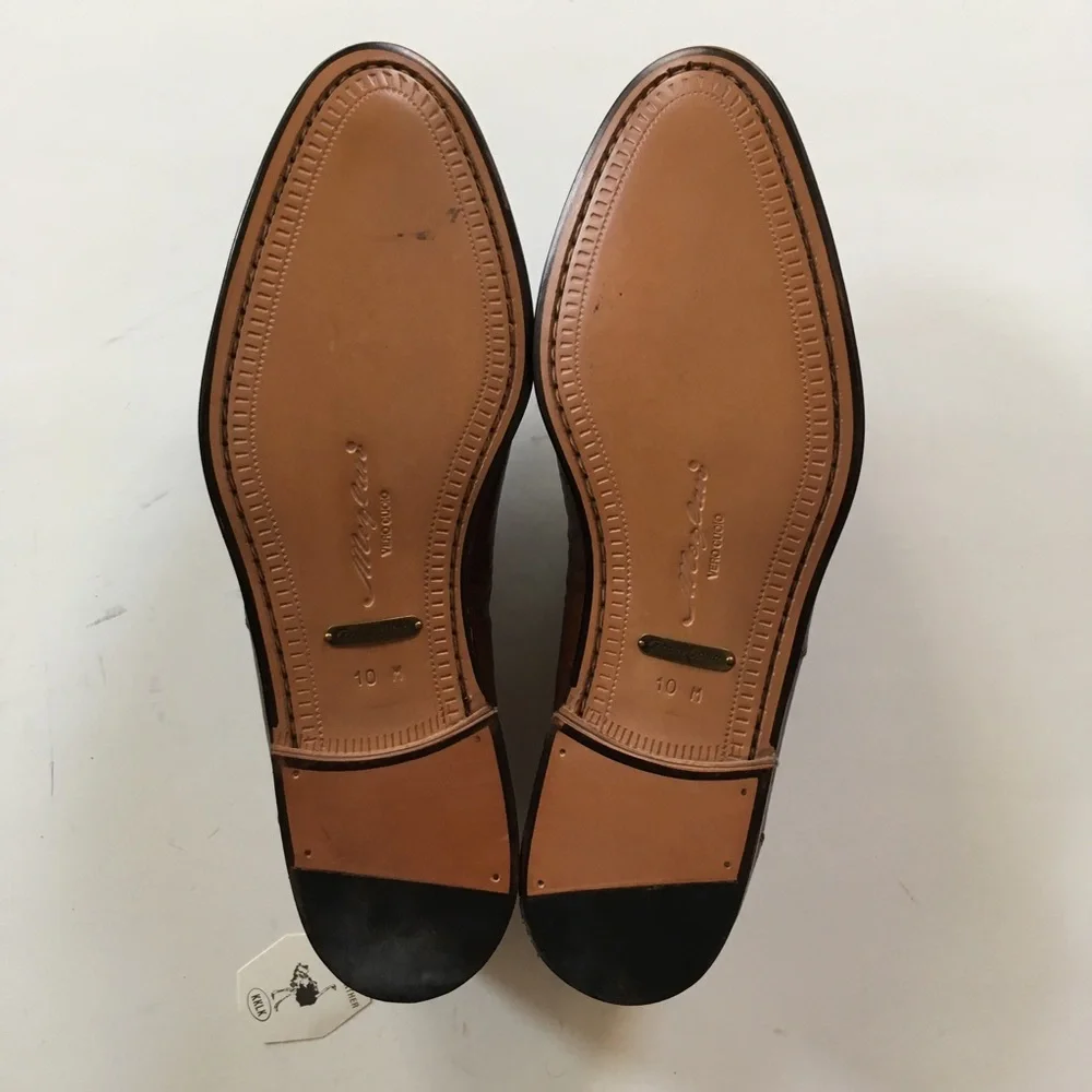 Mezlan mens shoes genuine full ostrich leather 10.5m brown lace up made in Spain